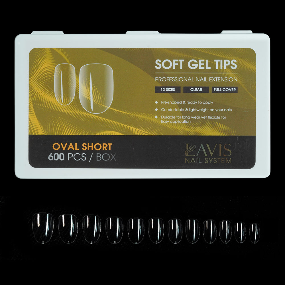 LAVIS Oval Short - 12 Sizes Clear - Soft Gel Tips