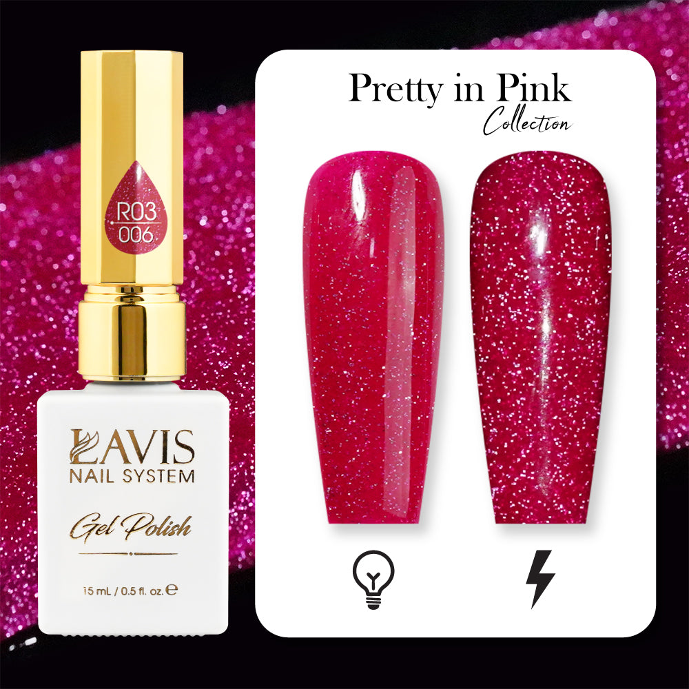 LAVIS Reflective R03 - 06 - Gel Polish 0.5 oz - Pretty In Pink Collection