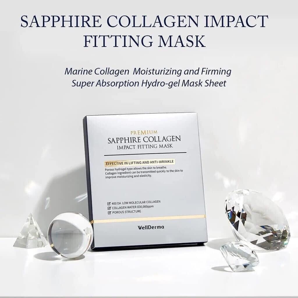 WellDerma Premium Sapphire Collagen Impact Fitting Mask 25g x 4ea K-Beauty