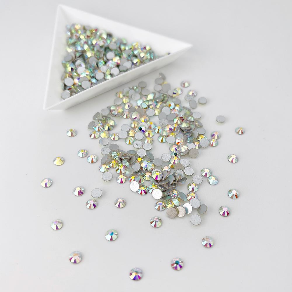 Crystal AB Glass FlatBack Rhinestones - SS16