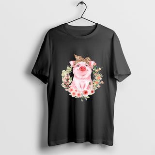 Floral Pig T-Shirt, Pig Lover Gifts T-Shirt, Flower Piggy, Farmer Life, Cute Animal Shirts, Cute Gift for Her