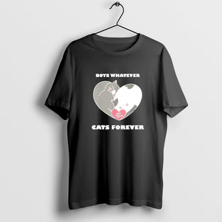 Boys Whatever Cats Forever T-Shirt, Cute Cat Shirt, Heart Shirt, Funny Anti-Valentine Day