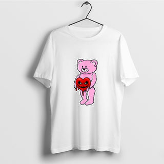 Teddy Bear Horror Emo Goth T-Shirt, Cute Teddy Bear, Pink Gloomy Bear Shirt, Funny Anti Valentine Day 