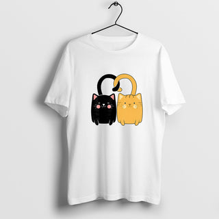 Cute Ginger Cat Black Kitten Love T-Shirt, Ginger Cat Shirt, Black Cat Shirt, Cat Lover Shirt, Gift for Valentines