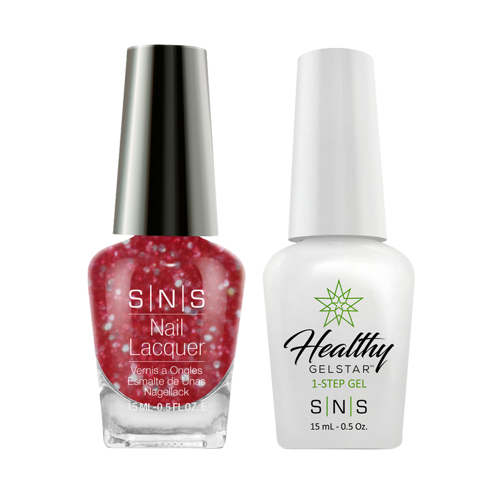 SNS Gel Nail Polish Duo - WW32 Red Glitter Colors