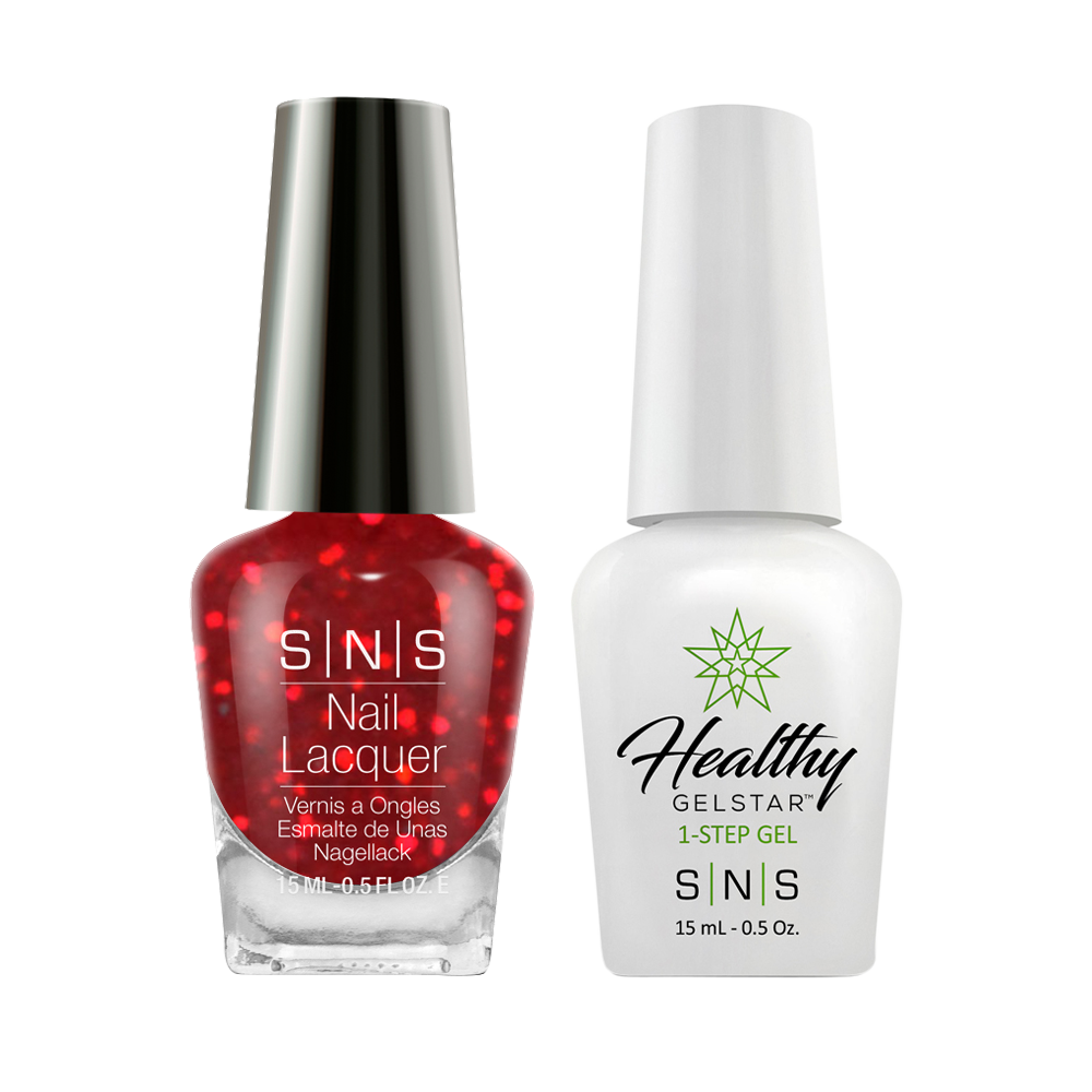 SNS Gel Nail Polish Duo - WW36 Red Glitter Colors